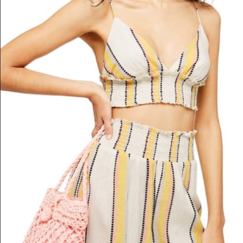ISO Topshop Stripe Smocked Waist Bralette Crop top